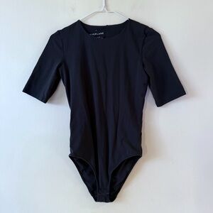 Everlane The Short Sleeve Crew Neck Supima Cotton Bodysuit Black Size Small